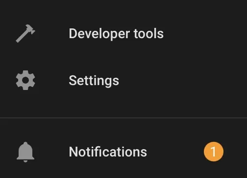 Home Assistant showing 1 unread notification