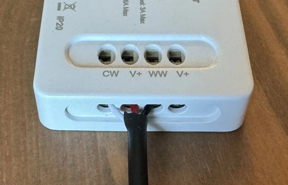 Signal output side of the controller with wires attached